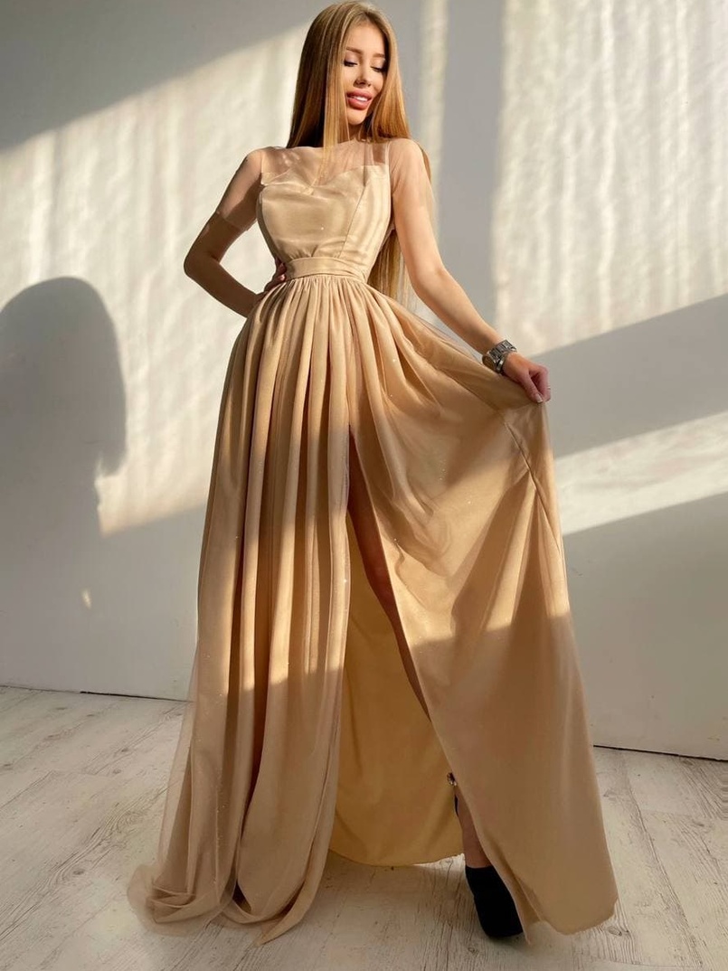 Платье-макси из сетки   с блестками  Платье-макси из сетки   с блестками  | PUSHKA SHOP