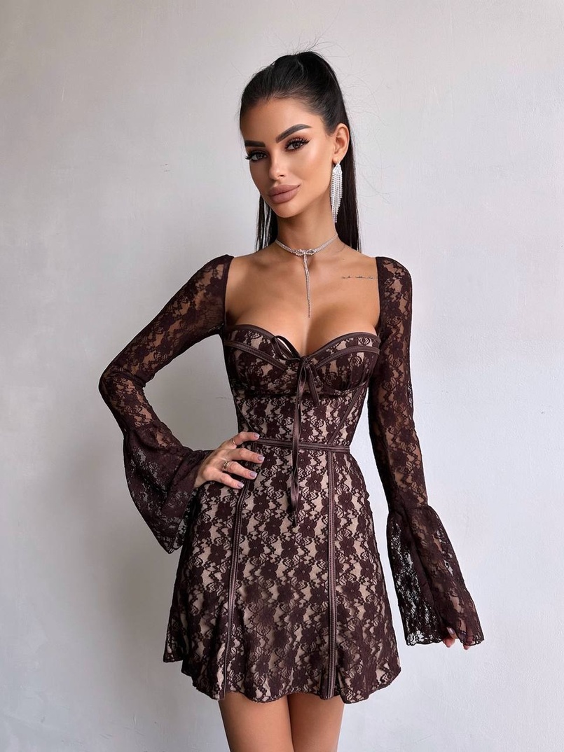 Мереживна сукня міні з чашечками    | PUSHKA SHOP