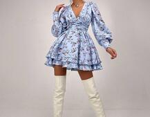 Сукня міні з пишною спідницею та драпіруванням на талії | PUSHKA SHOP