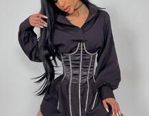 Приталена сорочка + корсет декорований стразами Ручна робота Приталена сорочка + корсет декорований стразами Ручна робота | PUSHKA SHOP