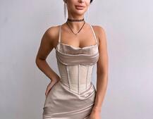 Комплект: корсет, декорований стразами + спідниця міні з драпіруванням   Комплект: корсет, декорований стразами + спідниця міні з драпіруванням   | PUSHKA SHOP