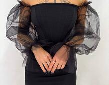 Сукня з корсетними елементами та об'ємними руквами з фатину | PUSHKA SHOP