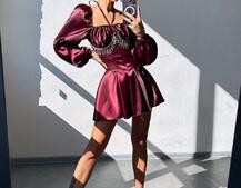 Сукня з корсетом, декорованим бахромою зі страз Ручна робота  | PUSHKA SHOP