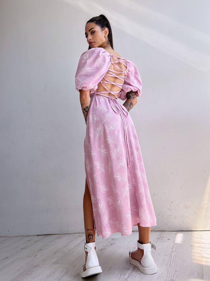 Улюблена сукня міді зі шнурівкою на спинці в нових кольорах Улюблена сукня міді зі шнурівкою на спинці в нових кольорах | PUSHKA SHOP