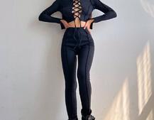 Комплект: топ зі шнурівкою на грудях + легінси Комплект: топ зі шнурівкою на грудях + легінси | PUSHKA SHOP