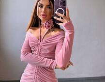 Оксамитова сукня  із зав'язкою на шию з трояндою | PUSHKA SHOP