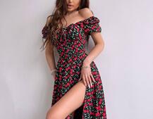 Сукня- міді  з принтом  Сукня- міді  з принтом  | PUSHKA SHOP